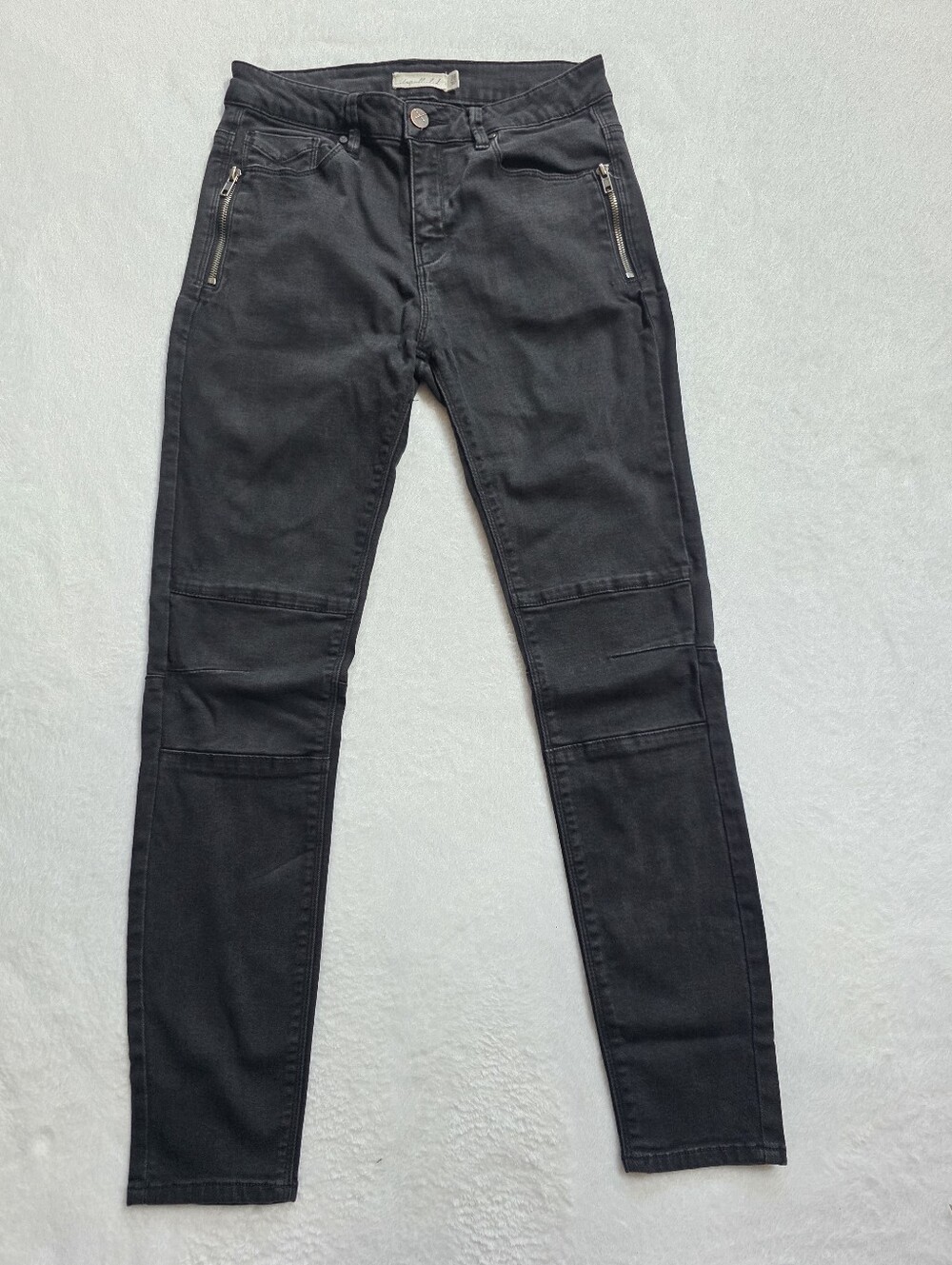Unpublished Black Moto Skinny Jeans Zip Pockets Size 28